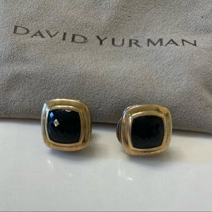David Yurman 14 karat gold & sterling silver black onyx earrings